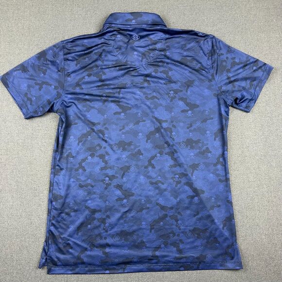 G/Fore Shirt Mens Medium Blue Camo Skull Polo Athletic Fit Performance Golf - Picture 5 of 8